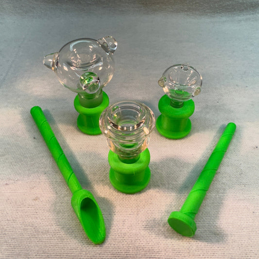 3 Piece Bowl Filler Stand for 10mm, 14mm, or 18mm, Scoop, and Press