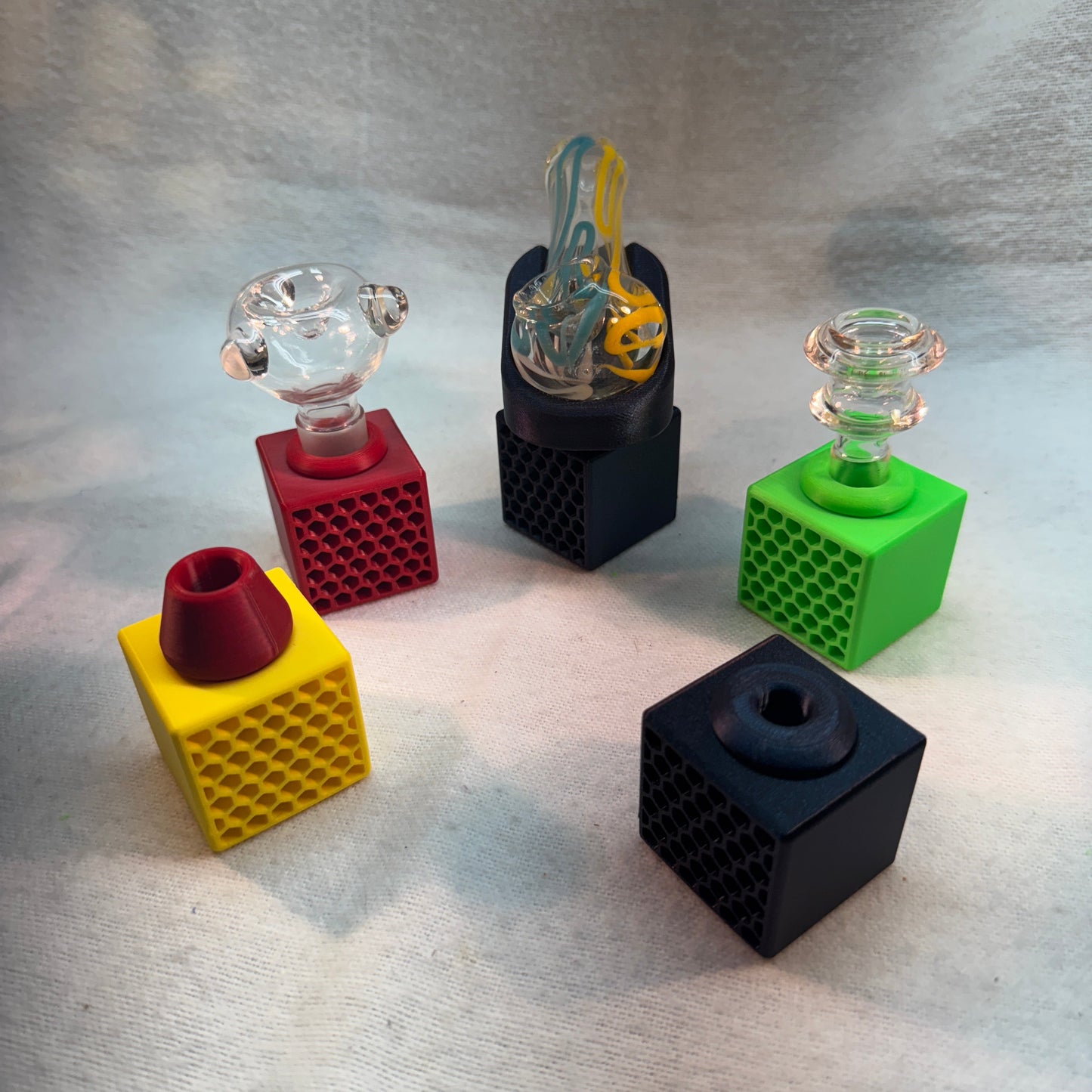 3 Piece Cube Bowl Banger Stand for 10mm, 14mm, 18mm, pipe