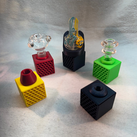 3 Piece Cube Bowl Banger Stand for 10mm, 14mm, 18mm, pipe