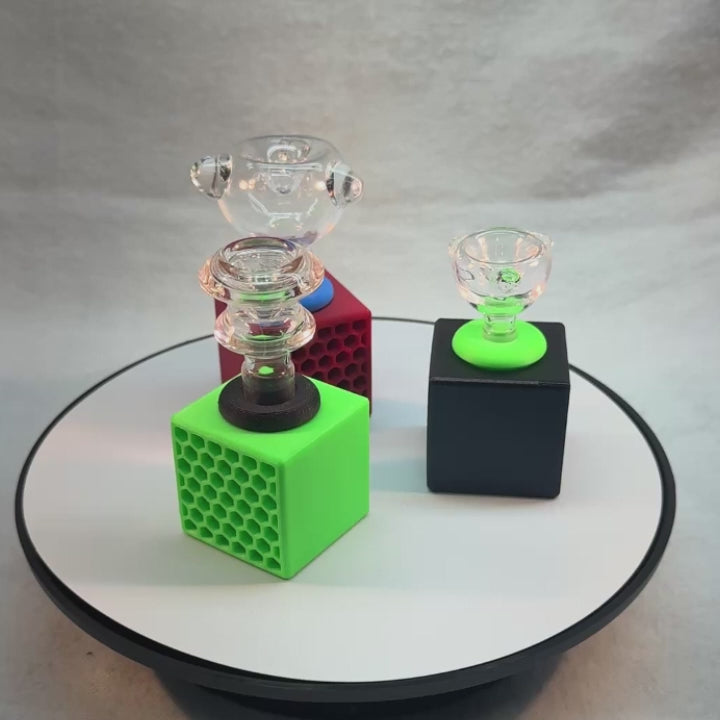 3 Piece Cube Bowl Banger Stand for 10mm, 14mm, 18mm, pipe
